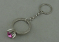 Purple Rhinestone Promotional KeyChain With Chrome Plating ,  Full Relief Design Zinc Alloy