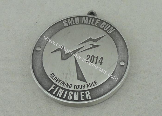 Zinc Alloy Antique Silver Plating Die Cast Medals For SMU MILE RUN