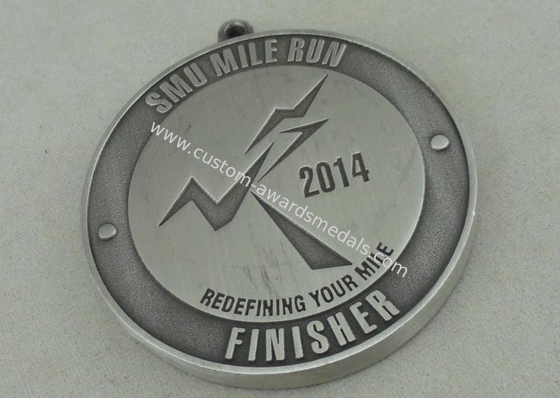 Zinc Alloy Antique Silver Plating Die Cast Medals For SMU MILE RUN