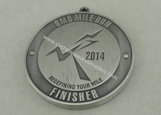 Zinc Alloy Antique Silver Plating Die Cast Medals For SMU MILE RUN