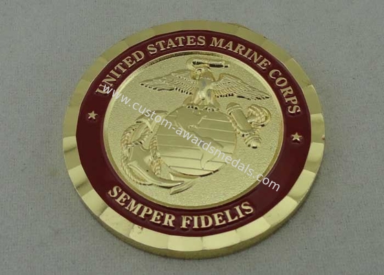 USA Marine Corps Personalized Coins, 2.0 Inch Soft Enamel And Brass For SEMPER FIDELIS