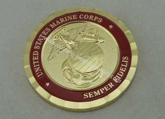 USA Marine Corps Personalized Coins, 2.0 Inch Soft Enamel And Brass For SEMPER FIDELIS