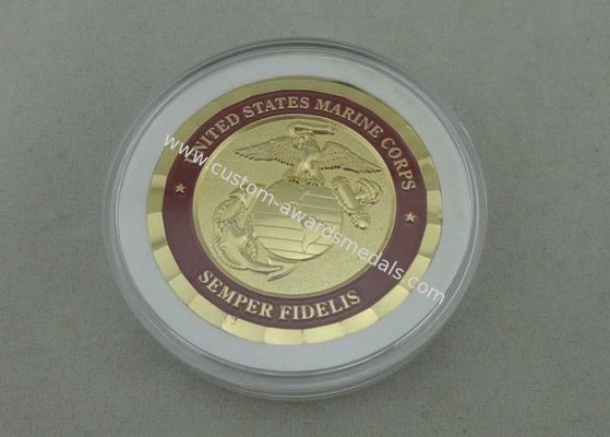 USA Marine Corps Personalized Coins, 2.0 Inch Soft Enamel And Brass For SEMPER FIDELIS