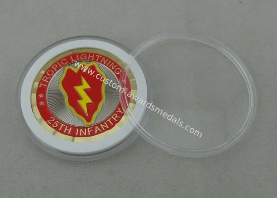 25th Infantry Tropic Lightning Personalized Coins , Double Tones Plating, Diamond Cut Edge