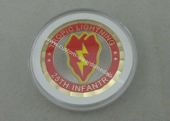 25th Infantry Tropic Lightning Personalized Coins , Double Tones Plating, Diamond Cut Edge