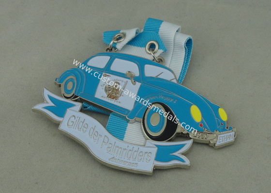 Customized Blue Ribbon Medals , Soft Enamel Zinc Alloy Deloitte Medals