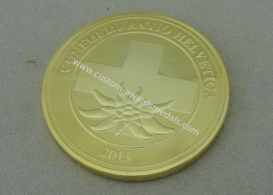 Confoederatio Helvetica Personalized Coins , Zinc Alloy Die Casting With Gold Plating Army Coin