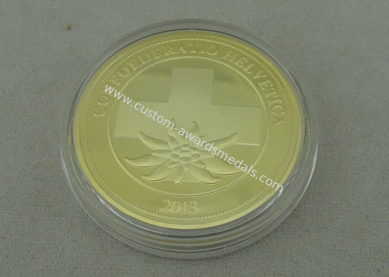 Confoederatio Helvetica Personalized Coins , Zinc Alloy Die Casting With Gold Plating Army Coin