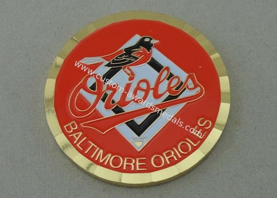 Gold Plating 2.0 Inch Baltimore Orioles Metal Coin by Brass stamped