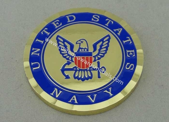 U.S Navy Personalized Coin by Brass Die Struck And 1 3/4 Inch , Transparent Box Packed