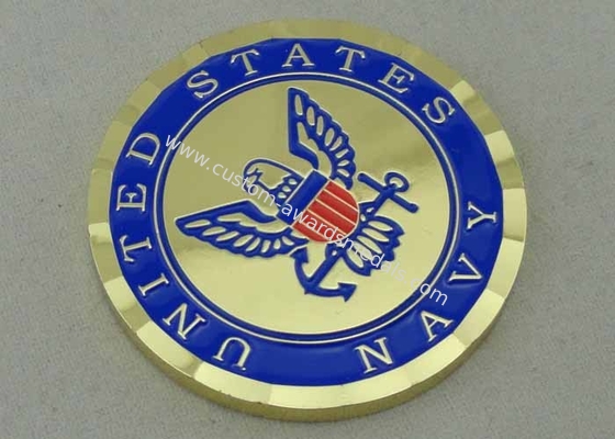 U.S Navy Personalized Coin by Brass Die Struck And 1 3/4 Inch , Transparent Box Packed