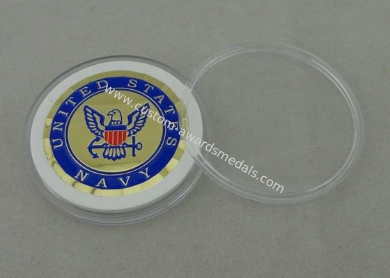 U.S Navy Personalized Coin by Brass Die Struck And 1 3/4 Inch , Transparent Box Packed