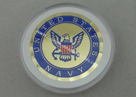 U.S Navy Personalized Coin by Brass Die Struck And 1 3/4 Inch , Transparent Box Packed