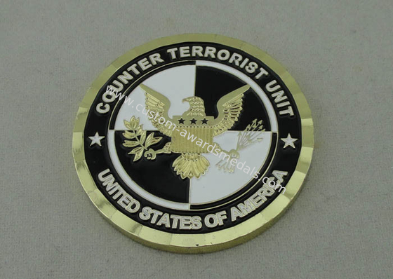 1 3/4 Inch Custom Military Coins Counter Terrorist Unit Brass Die Struck , Transparent Box Packed