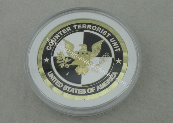 1 3/4 Inch Custom Military Coins Counter Terrorist Unit Brass Die Struck , Transparent Box Packed