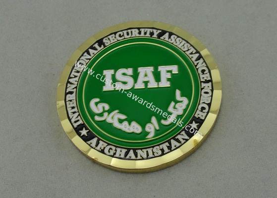 Brass ISFA Personalized Army Coin Die Struck , Transparent Box Diamond Edge