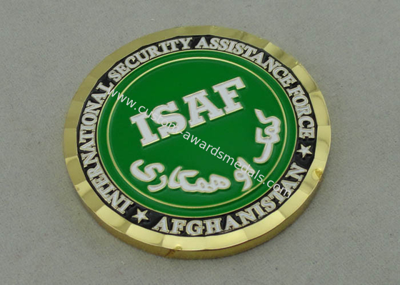 Brass ISFA Personalized Army Coin Die Struck , Transparent Box Diamond Edge