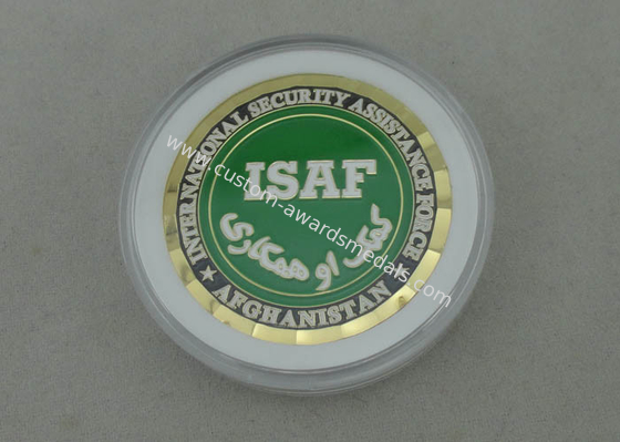 Brass ISFA Personalized Army Coin Die Struck , Transparent Box Diamond Edge