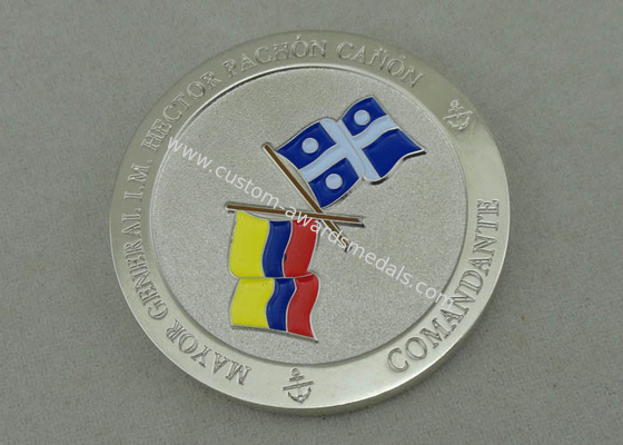 Zinc Alloy Navy Personalized Coins Silver Plating Die Casting 1 3/4 Inch