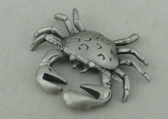 Full Relief Crabs Custom Made Badges  , Pewter Material Antique Nickel Plating