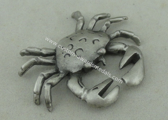 Full Relief Crabs Custom Made Badges  , Pewter Material Antique Nickel Plating