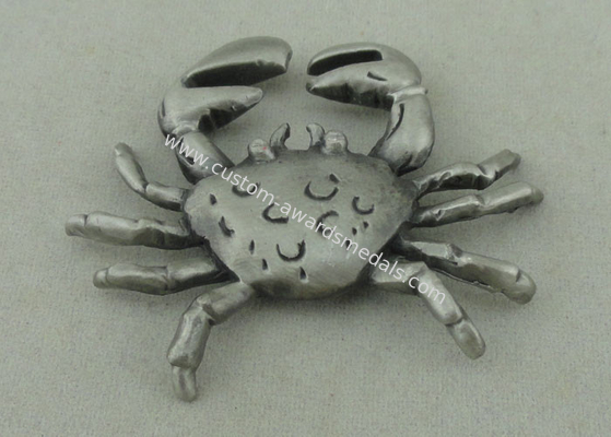 Full Relief Crabs Custom Made Badges  , Pewter Material Antique Nickel Plating