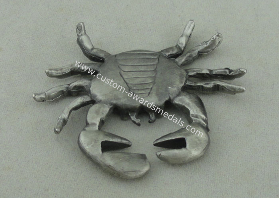 Full Relief Crabs Custom Made Badges  , Pewter Material Antique Nickel Plating