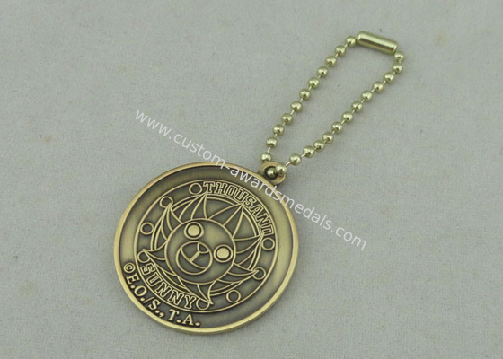 2.0 mm Promotional Keychain With Ball Chain   , Antique Gold Plating Die Casting