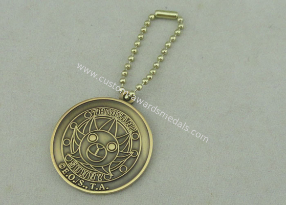 2.0 mm Promotional Keychain With Ball Chain   , Antique Gold Plating Die Casting