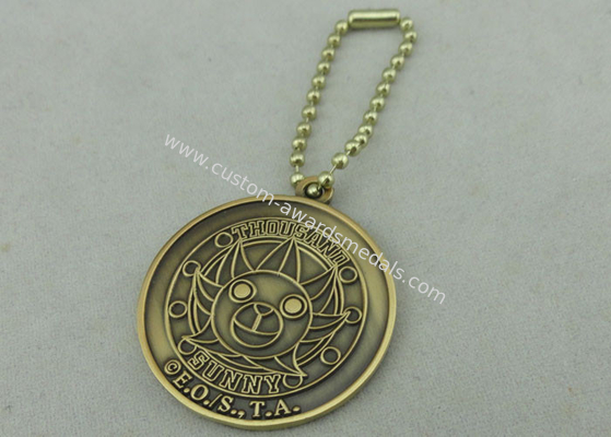 2.0 mm Promotional Keychain With Ball Chain   , Antique Gold Plating Die Casting