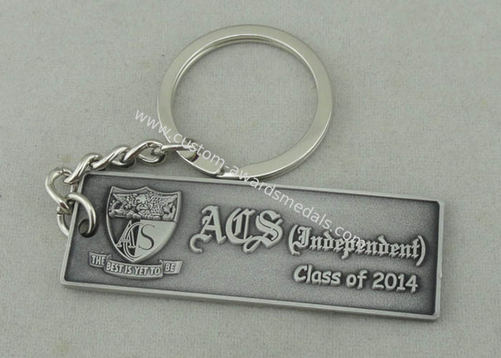 Antique Silver Plating ACS Promotional Keychain Zinc Alloy Die Casting 2.0 mm