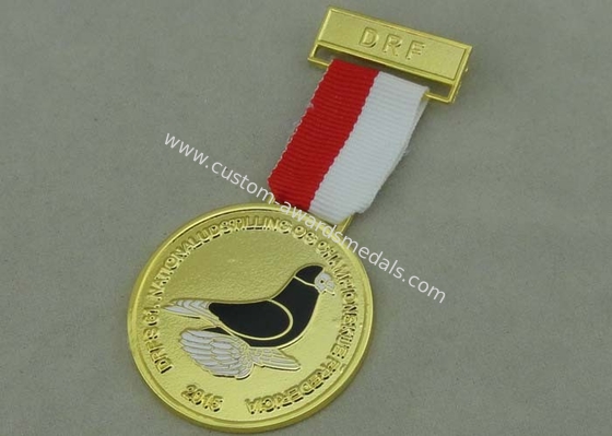 Synthetic Enamel DRF Custom Awards Medals Gold Plating Zinc Alloy With Ribbon Medal