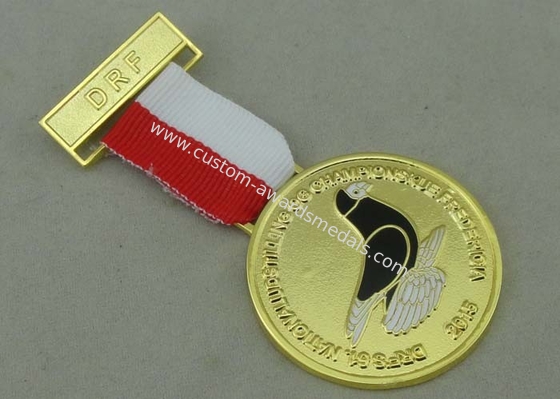 Synthetic Enamel DRF Custom Awards Medals Gold Plating Zinc Alloy With Ribbon Medal