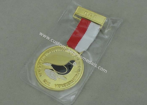 Synthetic Enamel DRF Custom Awards Medals Gold Plating Zinc Alloy With Ribbon Medal