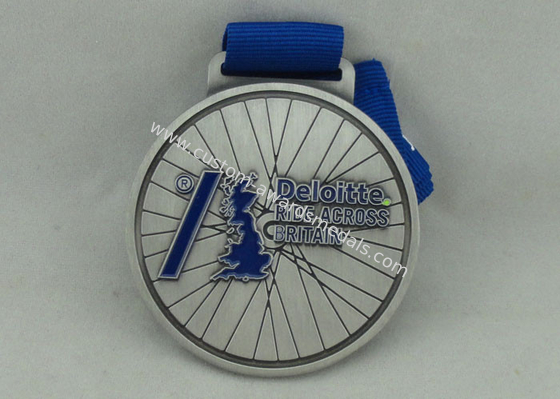 Deloitte Blue Ribbon Zinc Alloy Medal 2.5 inch With Zinc Alloy Soft Enamel