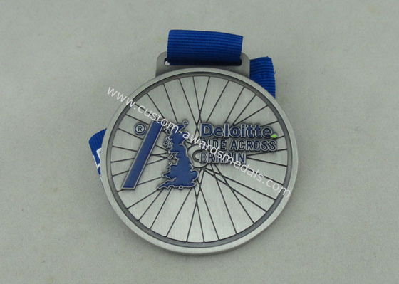 Deloitte Blue Ribbon Zinc Alloy Medal 2.5 inch With Zinc Alloy Soft Enamel