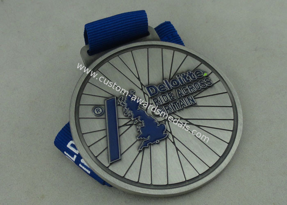 Deloitte Blue Ribbon Zinc Alloy Medal 2.5 inch With Zinc Alloy Soft Enamel