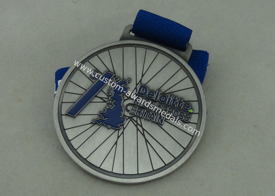 Deloitte Blue Ribbon Zinc Alloy Medal 2.5 inch With Zinc Alloy Soft Enamel