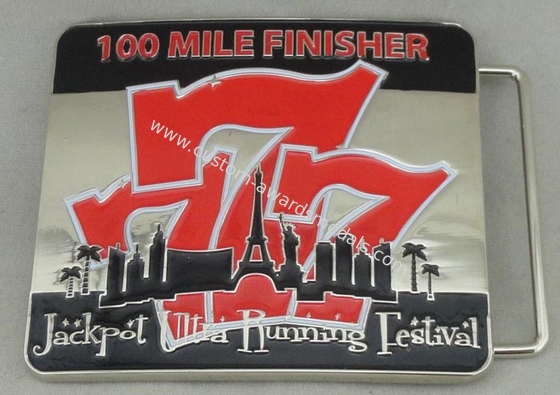 Jackpot Ultra Running Festival Custom Made Belt Buckles 100 Miles Finisher With Soft Enamel