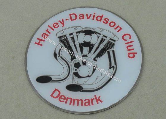 Photo Etched 3.0inch Souvenir Badges , Harley Davidson Club Epoxy Badge