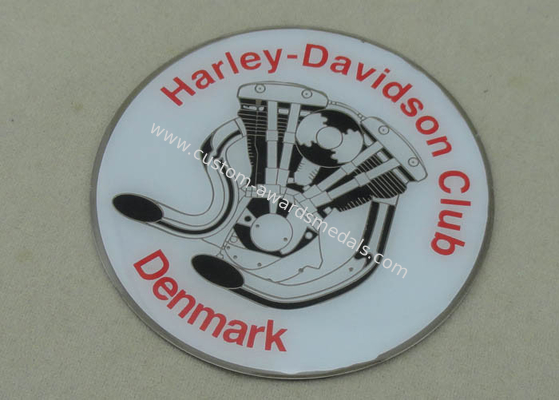 Photo Etched 3.0inch Souvenir Badges , Harley Davidson Club Epoxy Badge