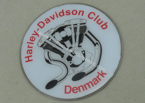 Photo Etched 3.0inch Souvenir Badges , Harley Davidson Club Epoxy Badge