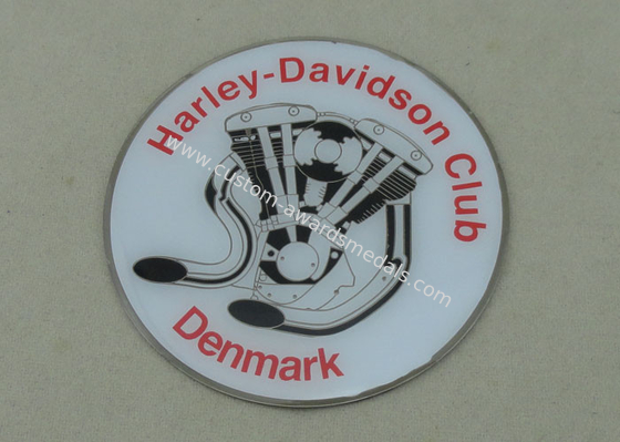 Photo Etched 3.0inch Souvenir Badges , Harley Davidson Club Epoxy Badge