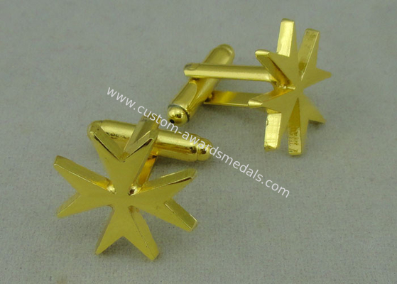 Gold Plating Personalized Tie Bar Cufflink 22mm With Zinc Alloy