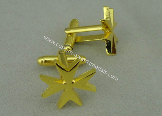 Gold Plating Personalized Tie Bar Cufflink 22mm With Zinc Alloy