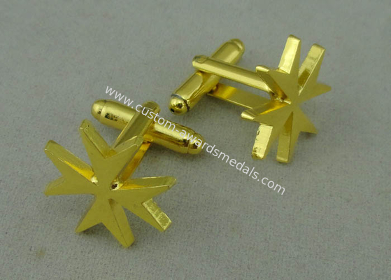 Gold Plating Personalized Tie Bar Cufflink 22mm With Zinc Alloy