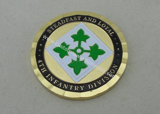 4Th Infantry Division Custom Made Coins Brass Army Coin 2.0 Inch With Gold