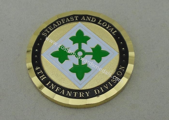 4Th Infantry Division Custom Made Coins Brass Army Coin 2.0 Inch With Gold