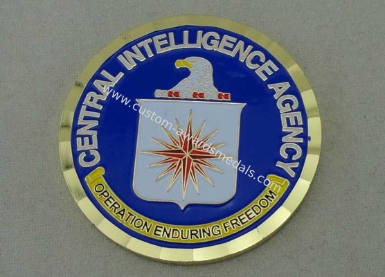 Central Intelligence Agency Brass Military Coin , Soft Enamel And Gold Plating