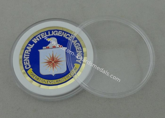 Central Intelligence Agency Brass Military Coin , Soft Enamel And Gold Plating